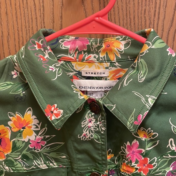 Jones New York Sport Green Flower Jacket Size Large - Picture 2 of 4